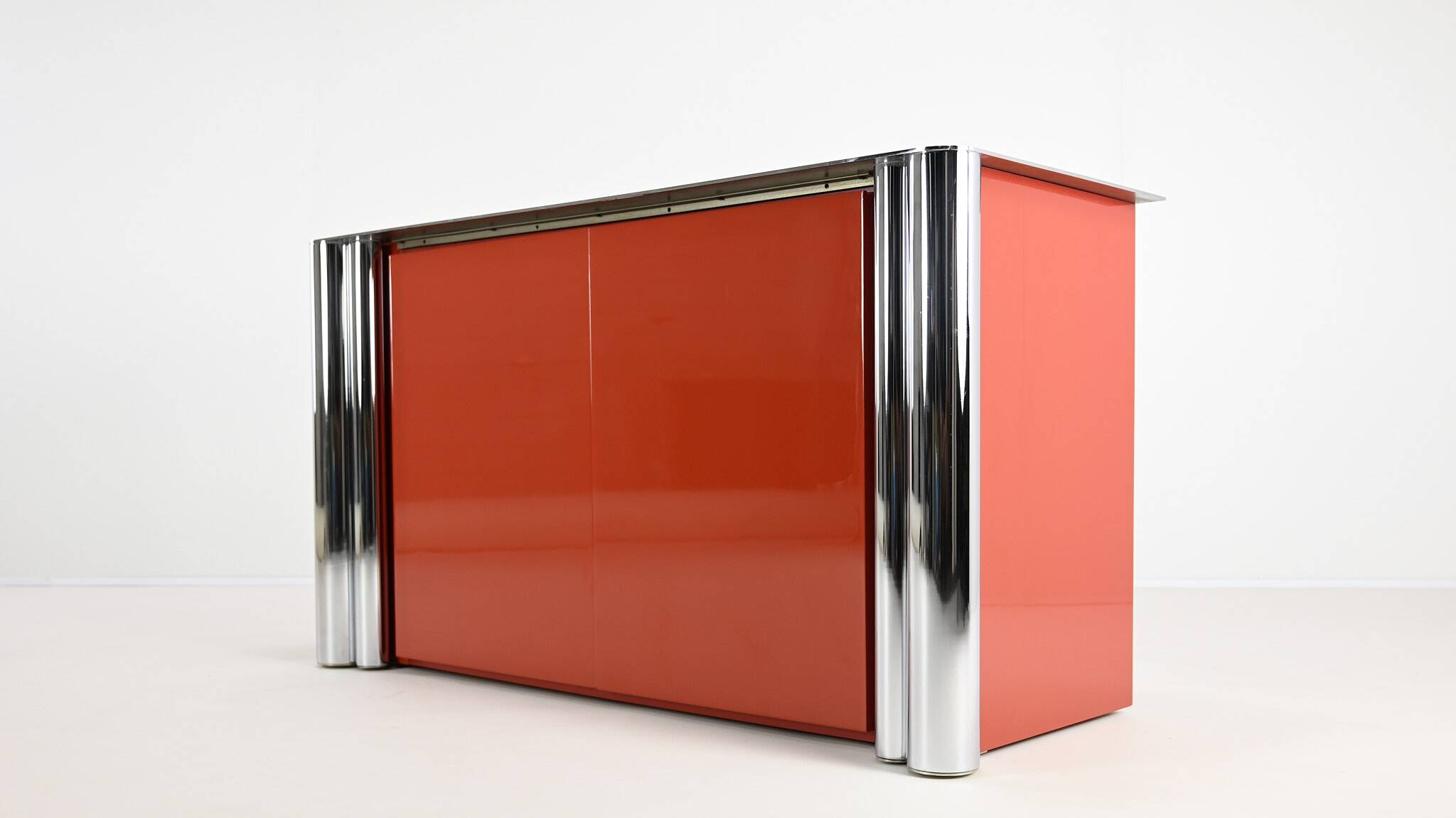 Antonello Mosca, Buffet For Cinova, Lacquer And Chrome, Italy C.1969