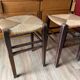 Pair of wood and straw stools