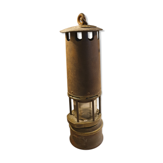 Old miner's lamp with baccarat glass