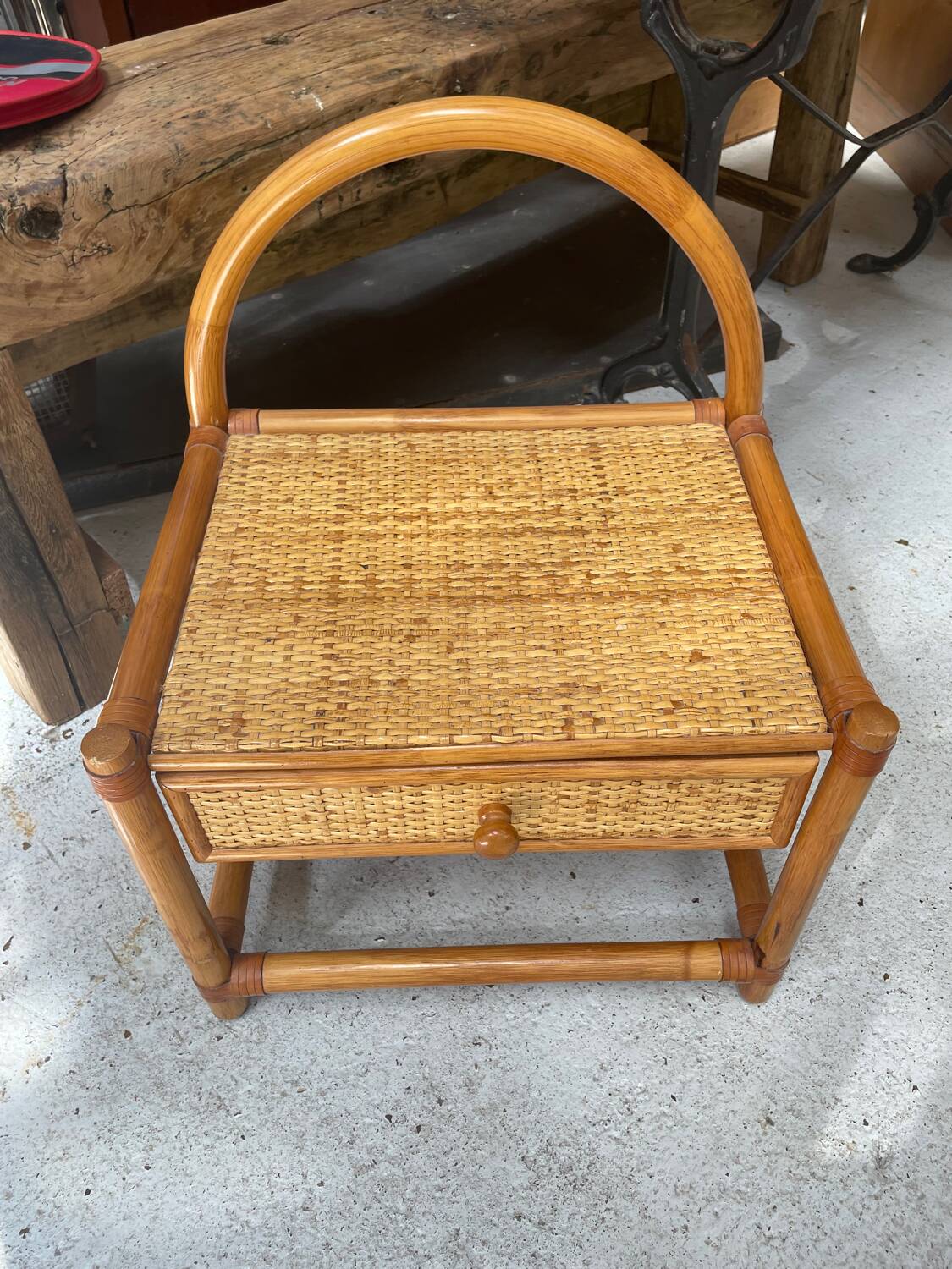 Vintage rattan bedside table