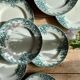 Set of 8 vintage flat plates in iron earth, model Narcisses de Saint Amand (LOT1)