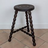 Tabouret/porte plante tripode bois tourné