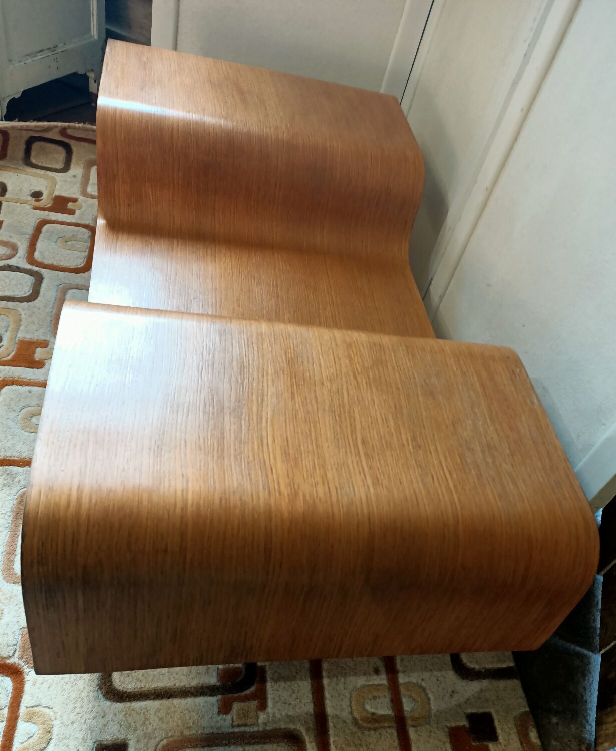 Curved wooden coffee table