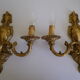 2 "Metra.F" gold-coloured metal flame wall appliques, steerable branch
