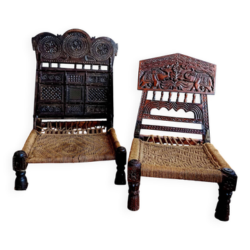 Pair of traditional low chairs, Indonesia