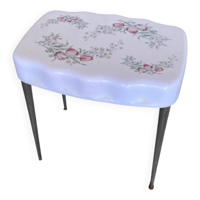 Tabouret Ancien Salle De Bain GILAC 1480 Bakélite + Pieds Compas Chrom