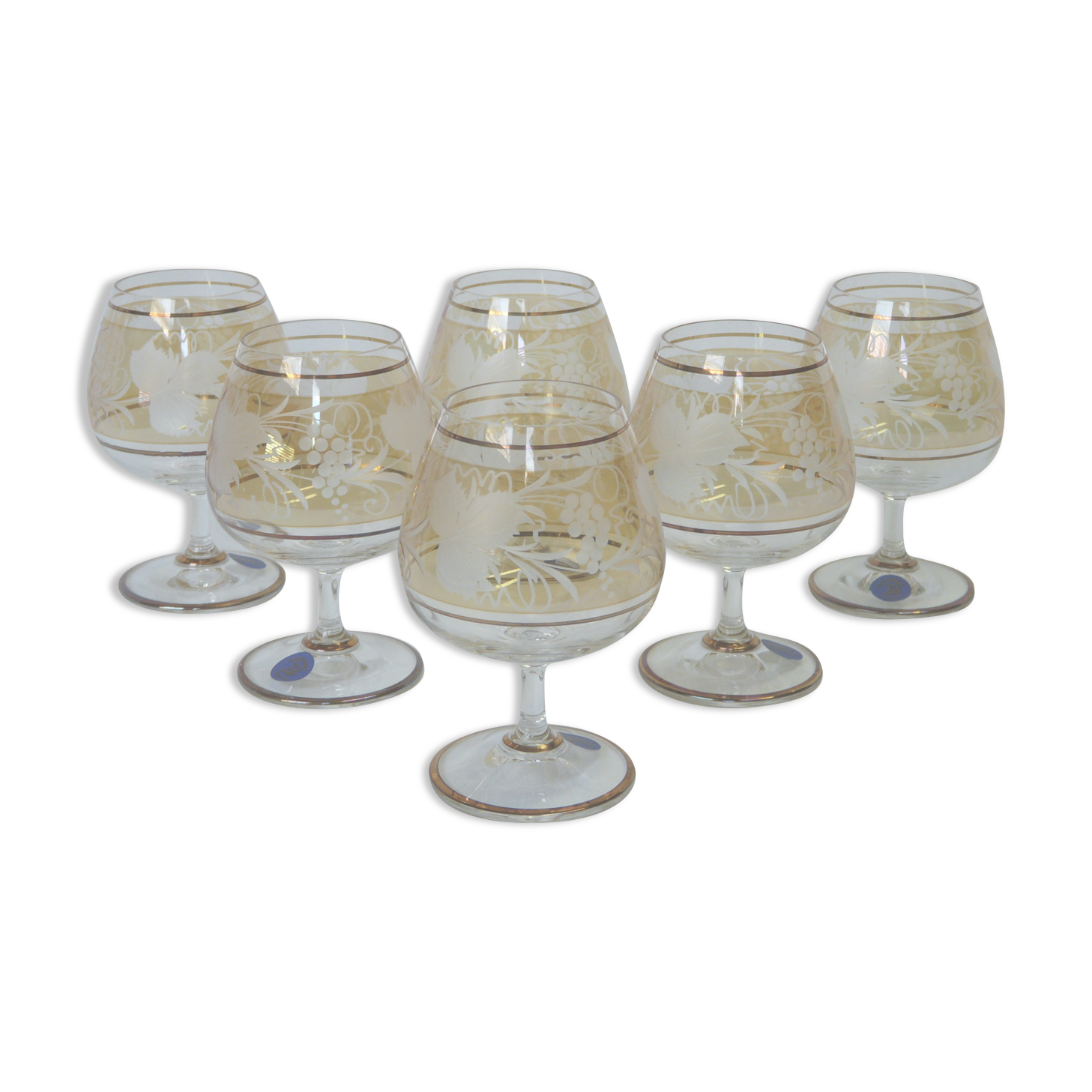 Box of 6 cognac glasses bohemian crystal