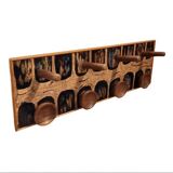 Vintage coat rack in wood and enameled copper