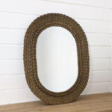Miroir vintage ovale en osier tressé style bohème