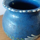 Primavera ball vase in blue ceramic with plant frieze 1920 1930