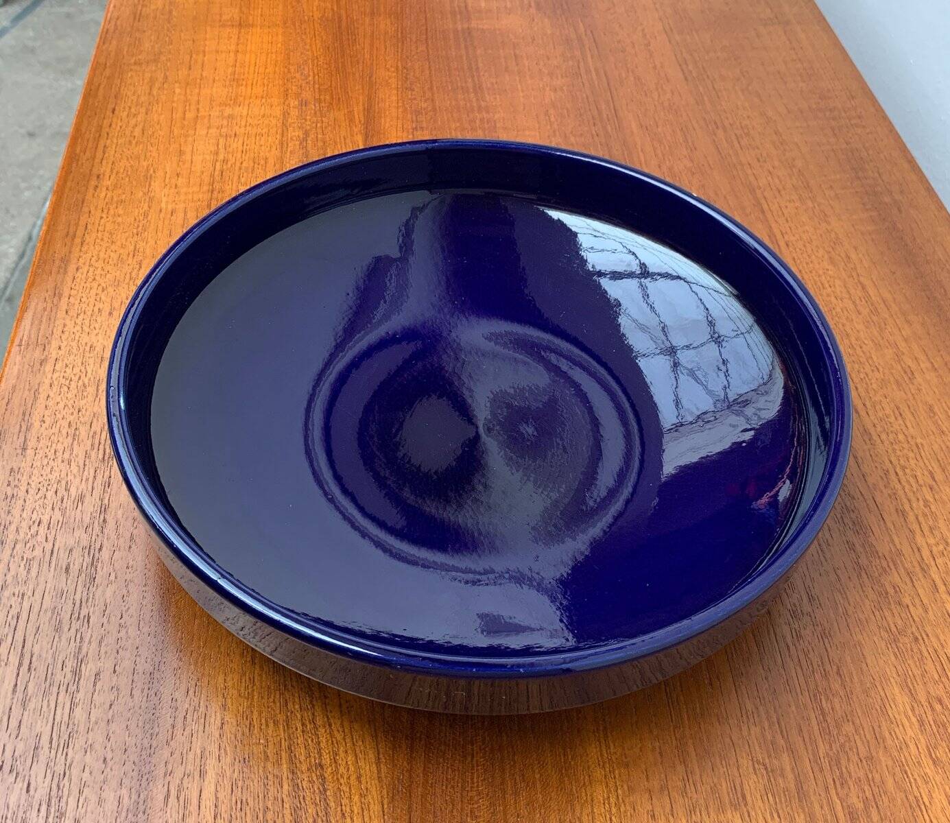 Dark blue pottery bowl from West Germany from the mid-century, 1960s.
