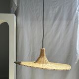 Small suspension, rattan luminaire in hat shape D:60cm