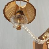Pair of vintage wall lamps plexi lampshade pleated gold