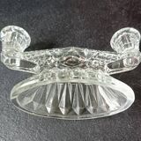 Pair of vintage clear glass candelabras, 2 branches, 1960s