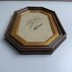 Old octagonal frame lithograph flower plant