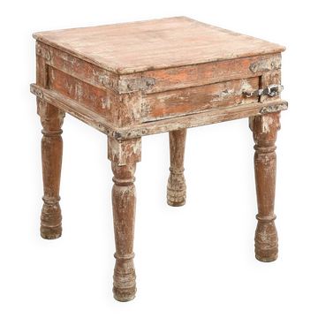 Table de chevet en bois patiné