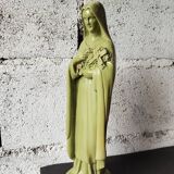 Ancient statue of Saint Thérèse of Lisieux – patinated olive green plaster