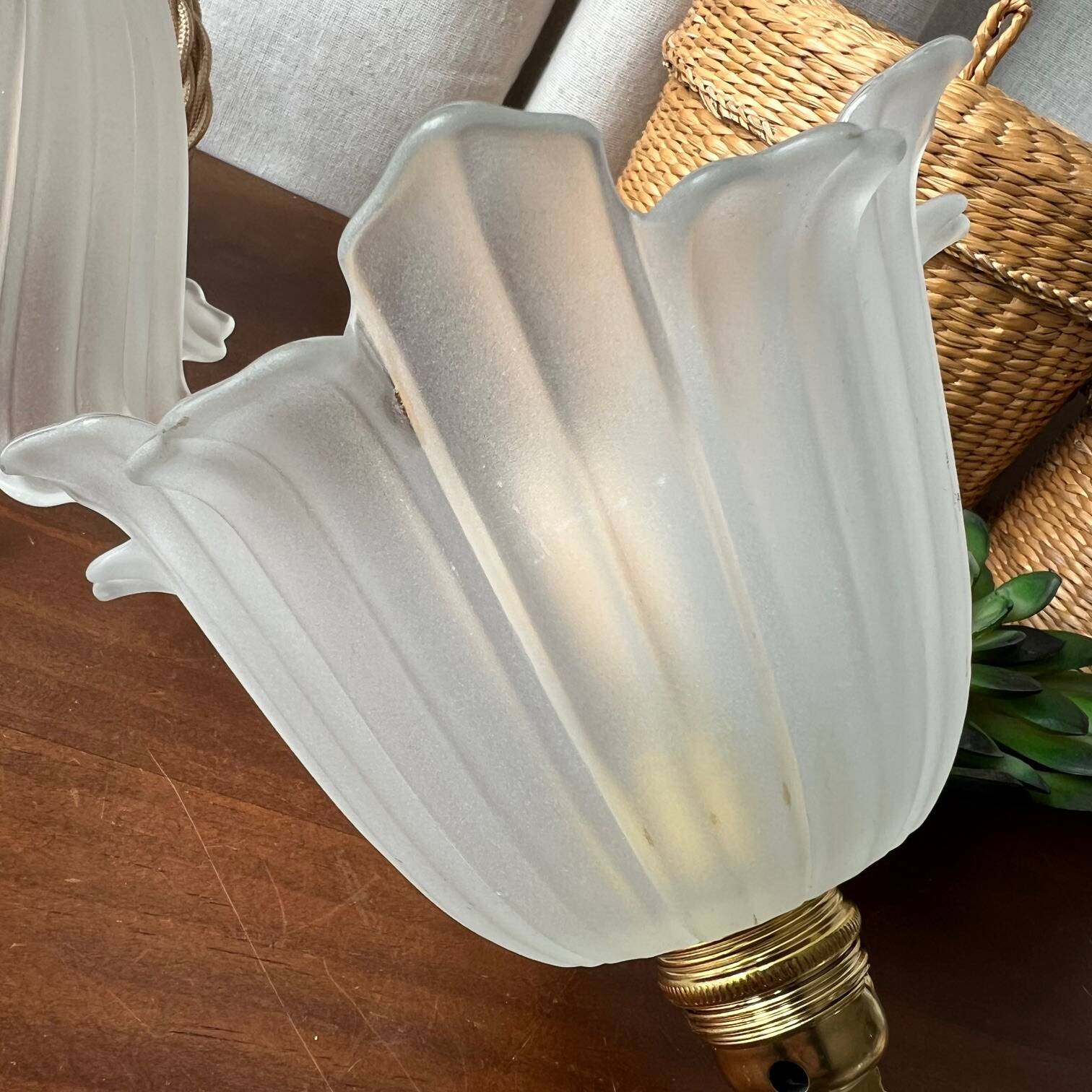 Duo of vintage “tulip” portable lamps