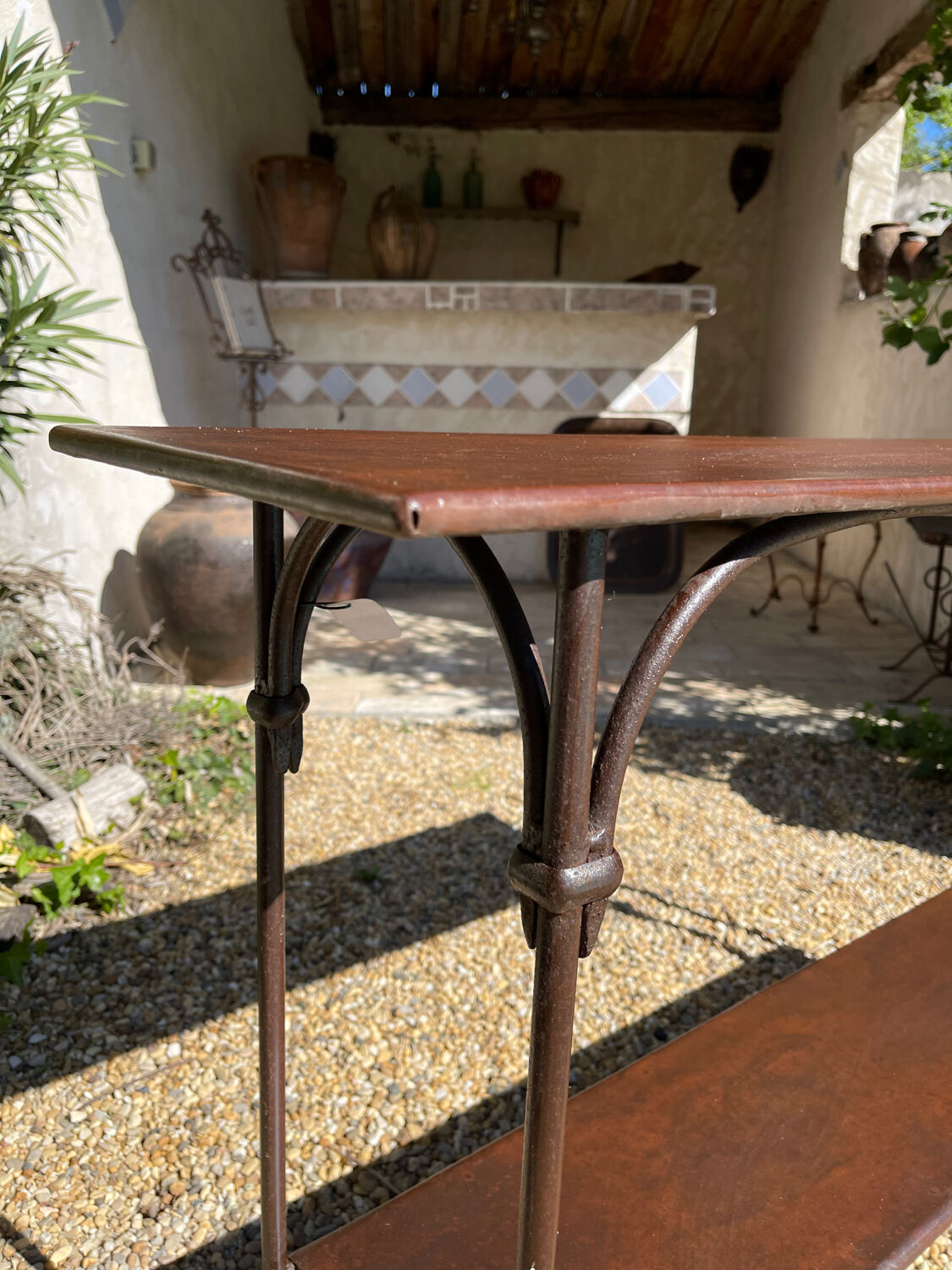 Handcrafted wrought iron console table