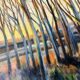 Tableau très ancien sous bois au coucher de soleil