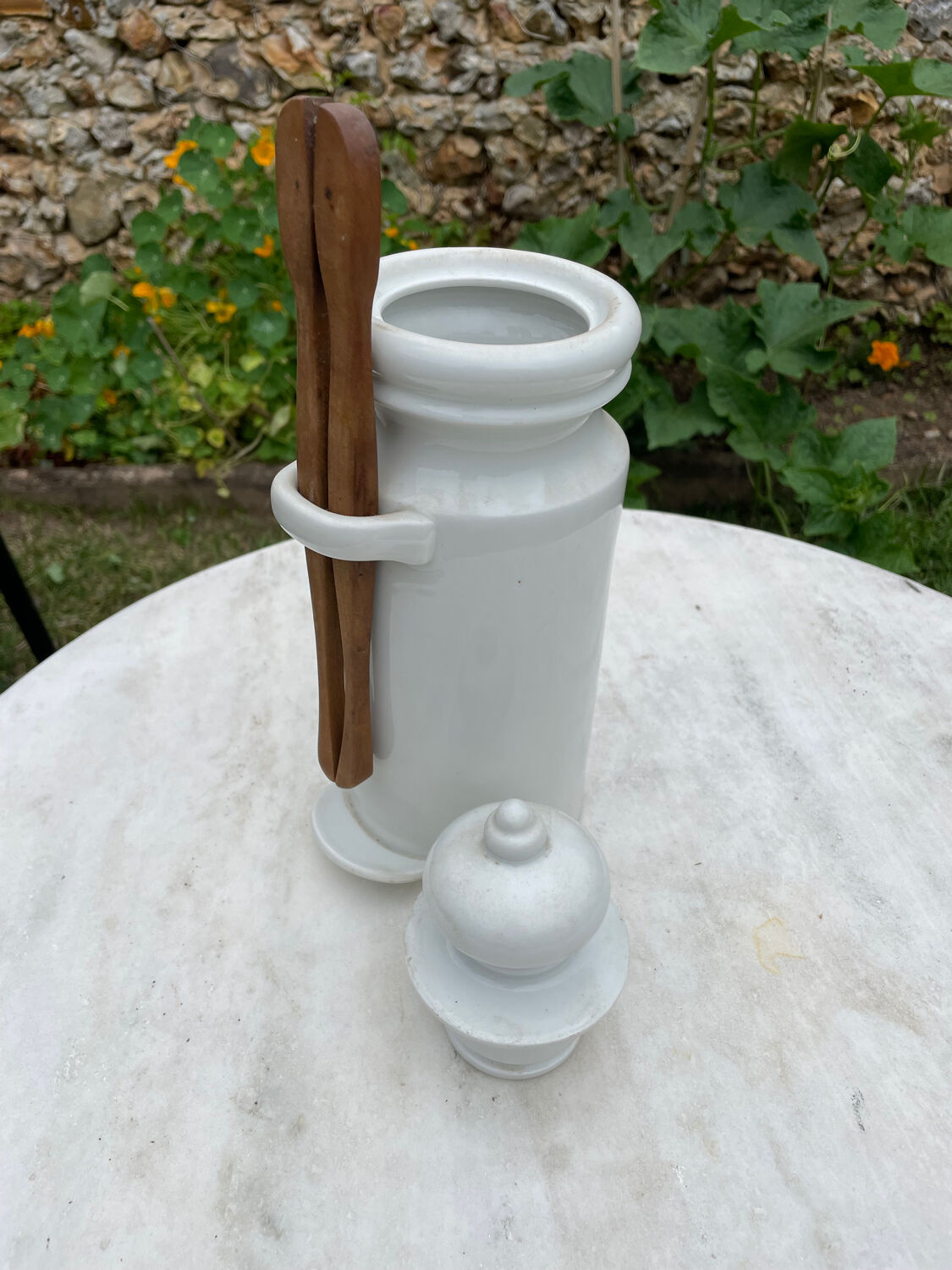 Pot à cornichons vintage porcelaine blanche