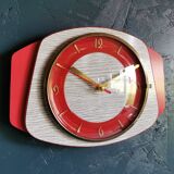 Vintage formica clock silent wall clock "Rouge Gris"