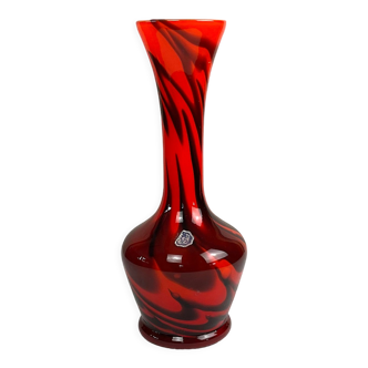Vase en verre rouge et noir made in Italy pop art space age