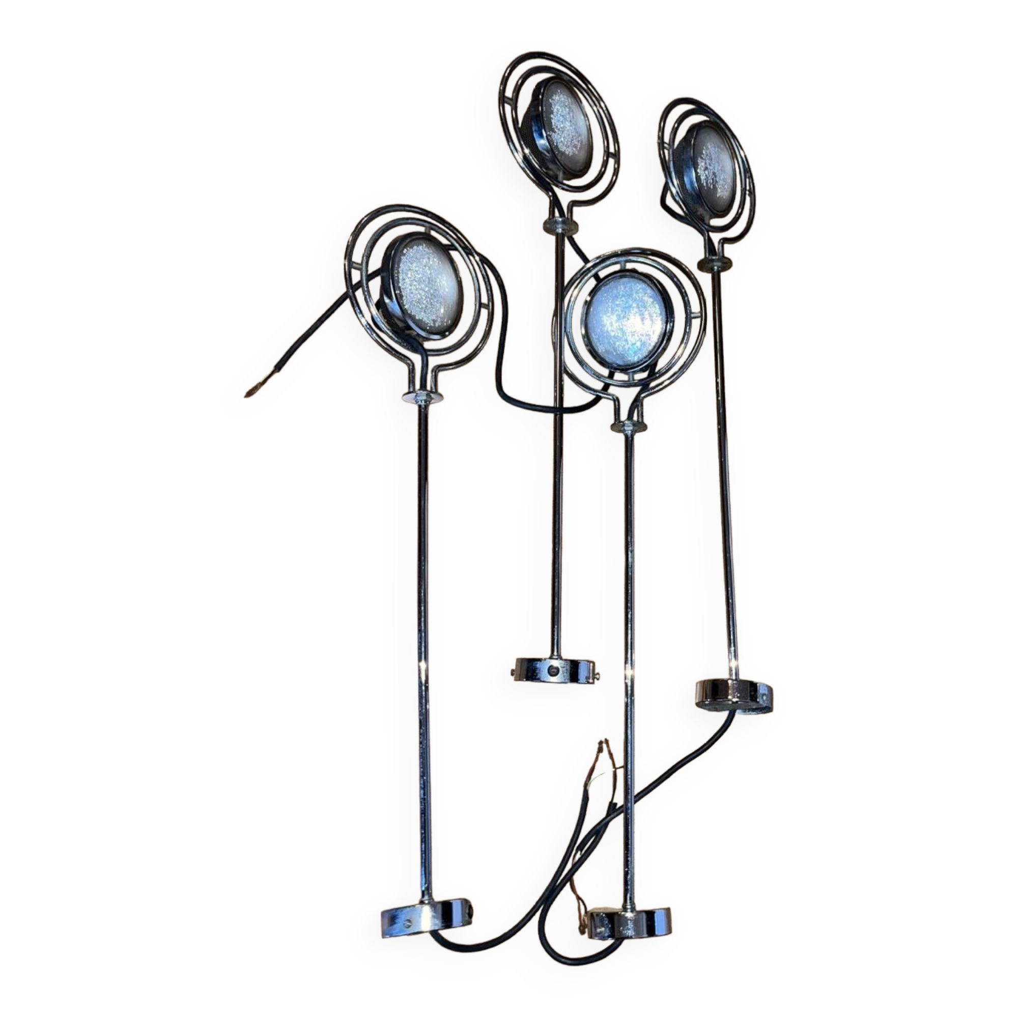 4 adjustable chrome Mole Richardson spotlights