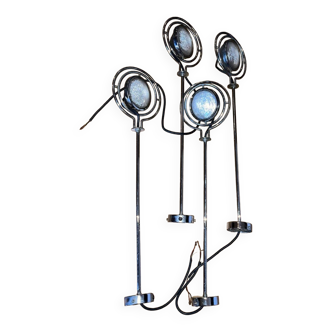 4 adjustable chrome Mole Richardson spotlights