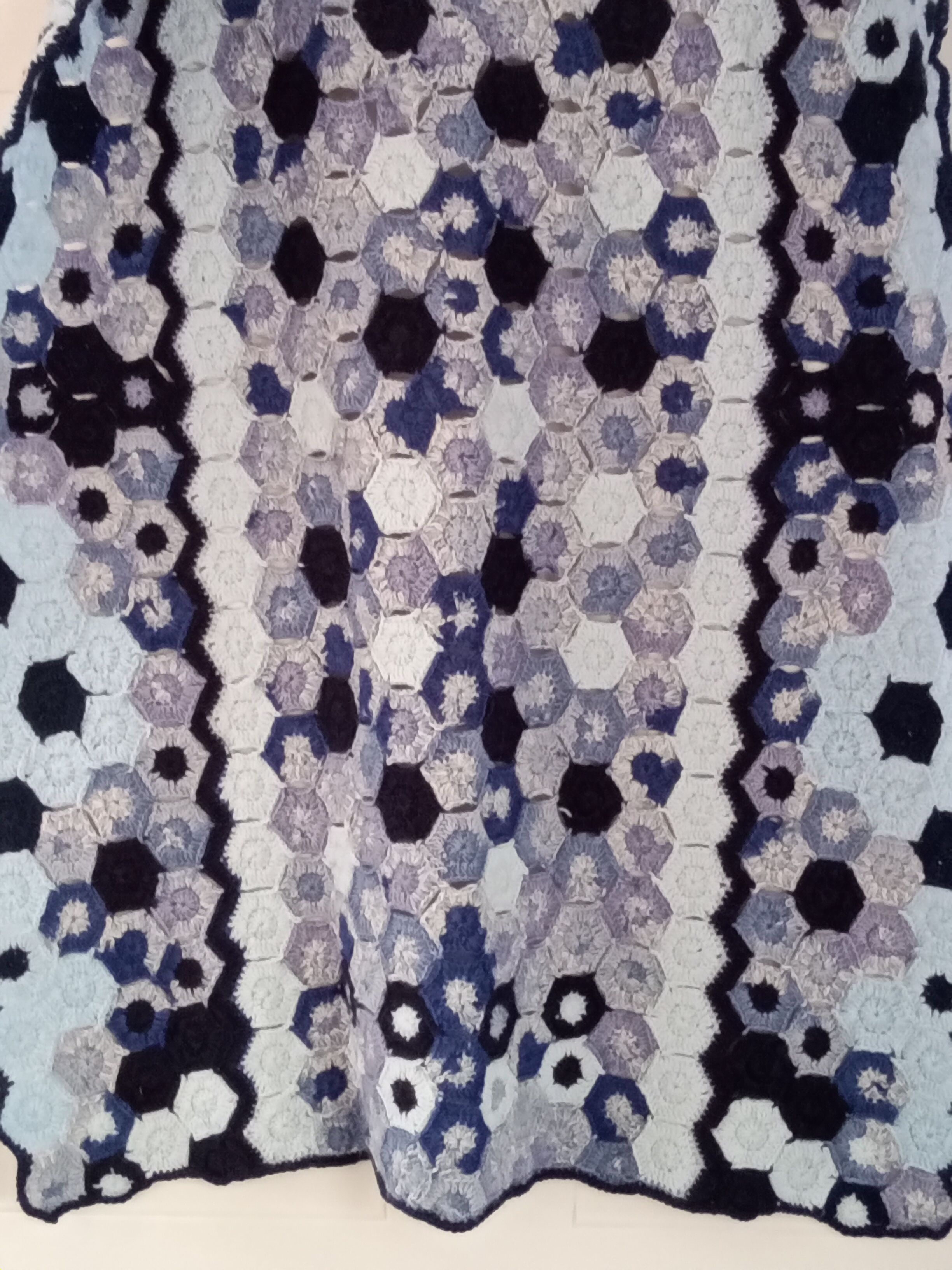 Vintage rugs, patchwork of crocheted patterns, handmade