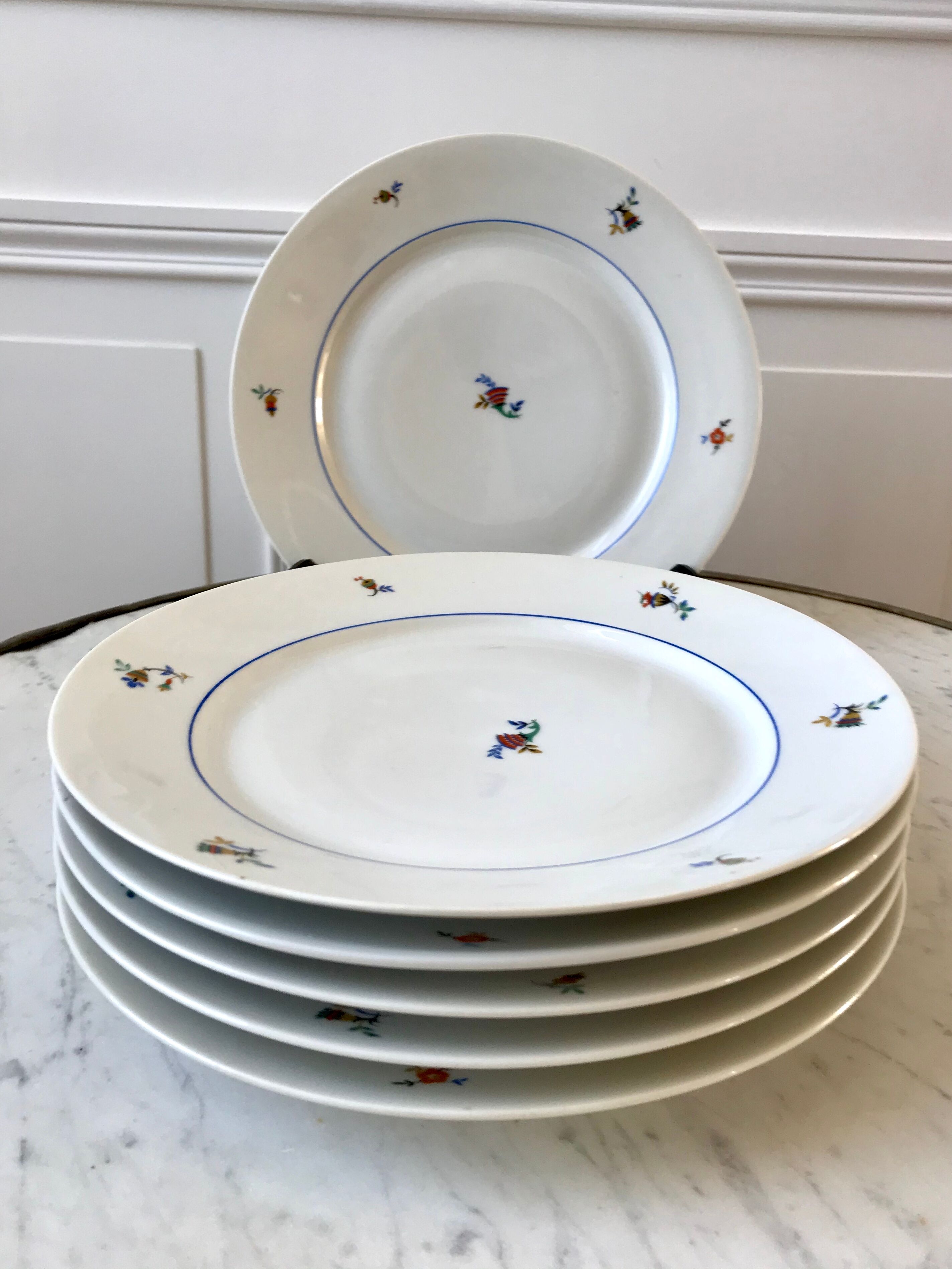 Set of 6 Czech flat plates made in France registered model 50s-60s