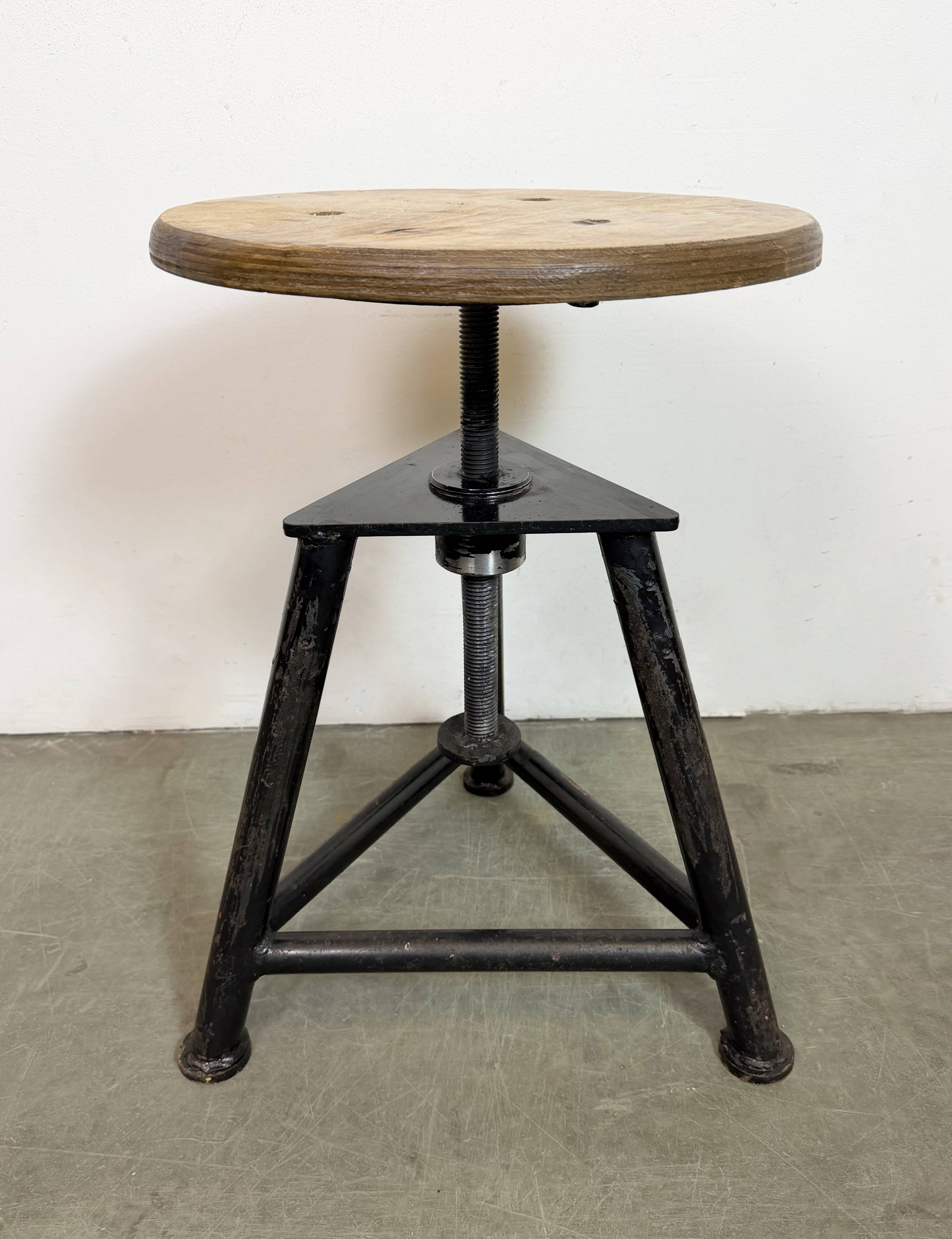 Black Industrial Workshop Swivel Stool, 1960s