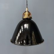 Small size black enamel hanging lamp with brass fixture