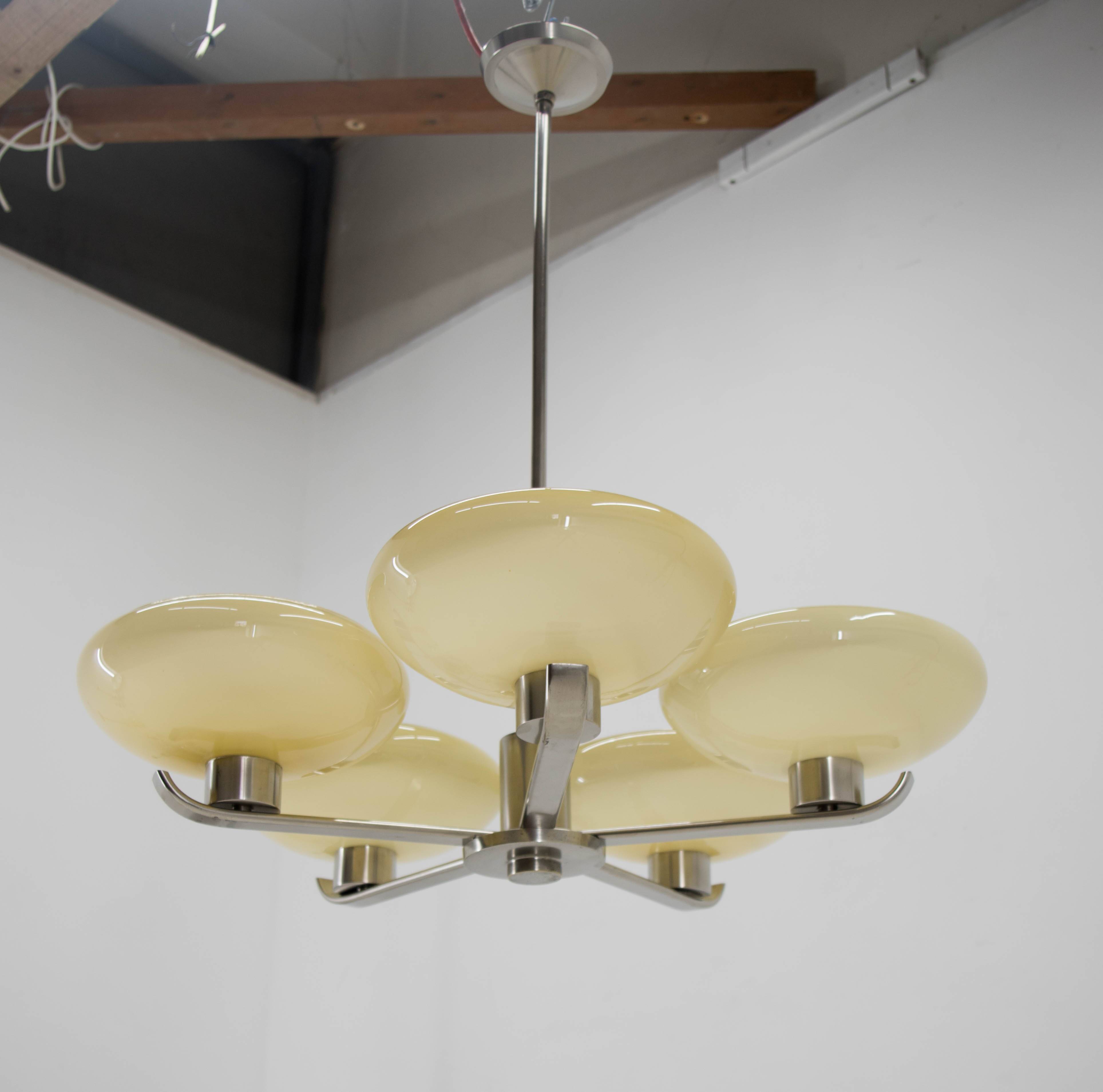 Functionalist / Art Deco Chandelier, 1930, Restored