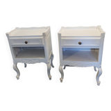 Pair of white patinated Louis XV style bedside tables