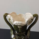 barbotine vase with art nouveau thistle flowers, very rare