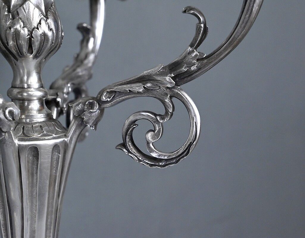 Pair of silver-plated candelabra, Louis XVI style – late 19th century