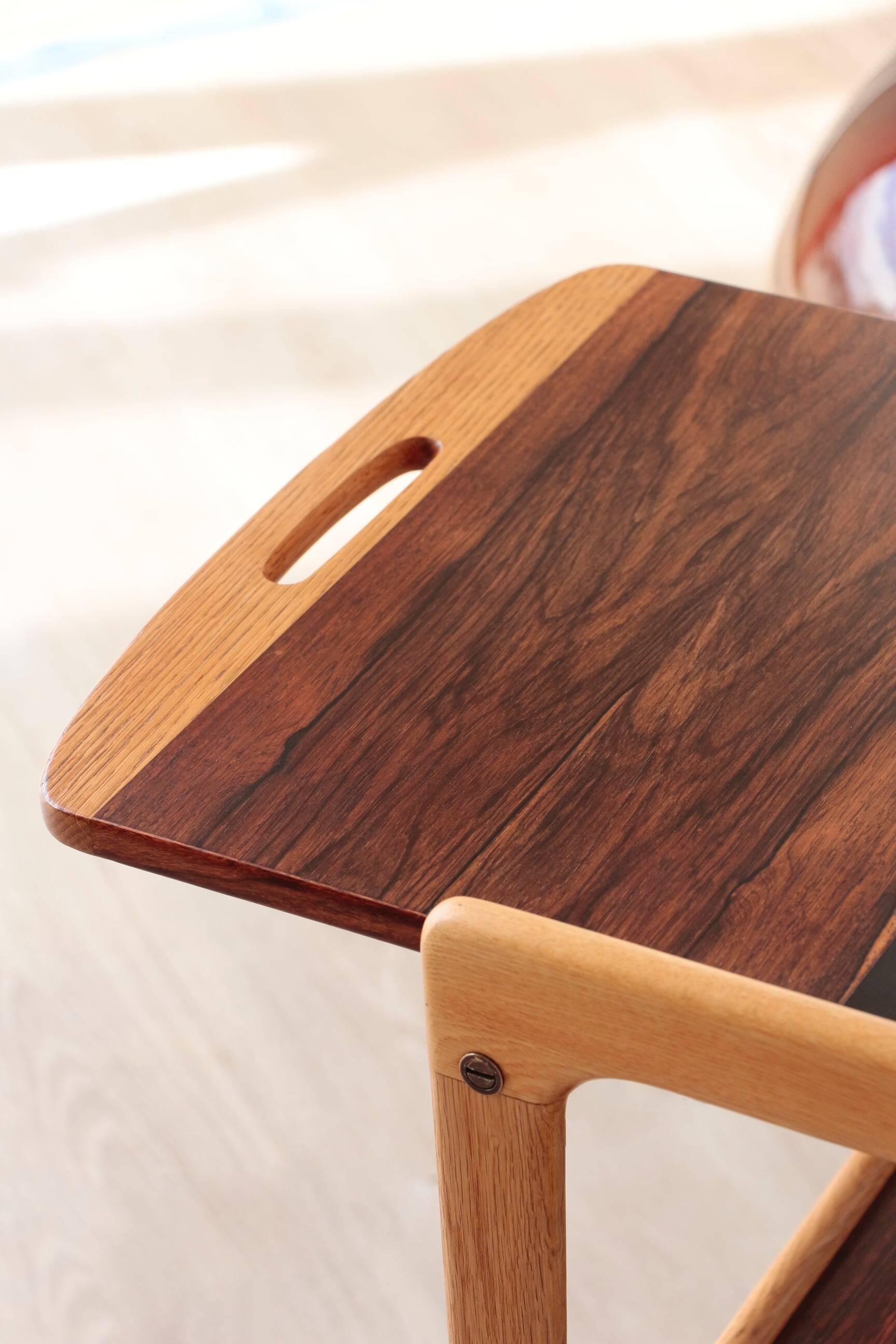 Scandinavian 'Thea' side table in rosewood and laminate, Yngve Ekström