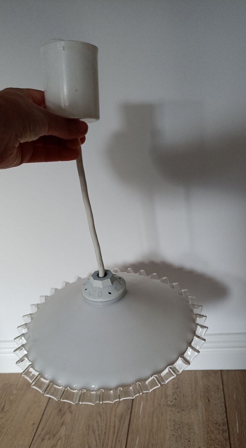 White opaline suspension with lace