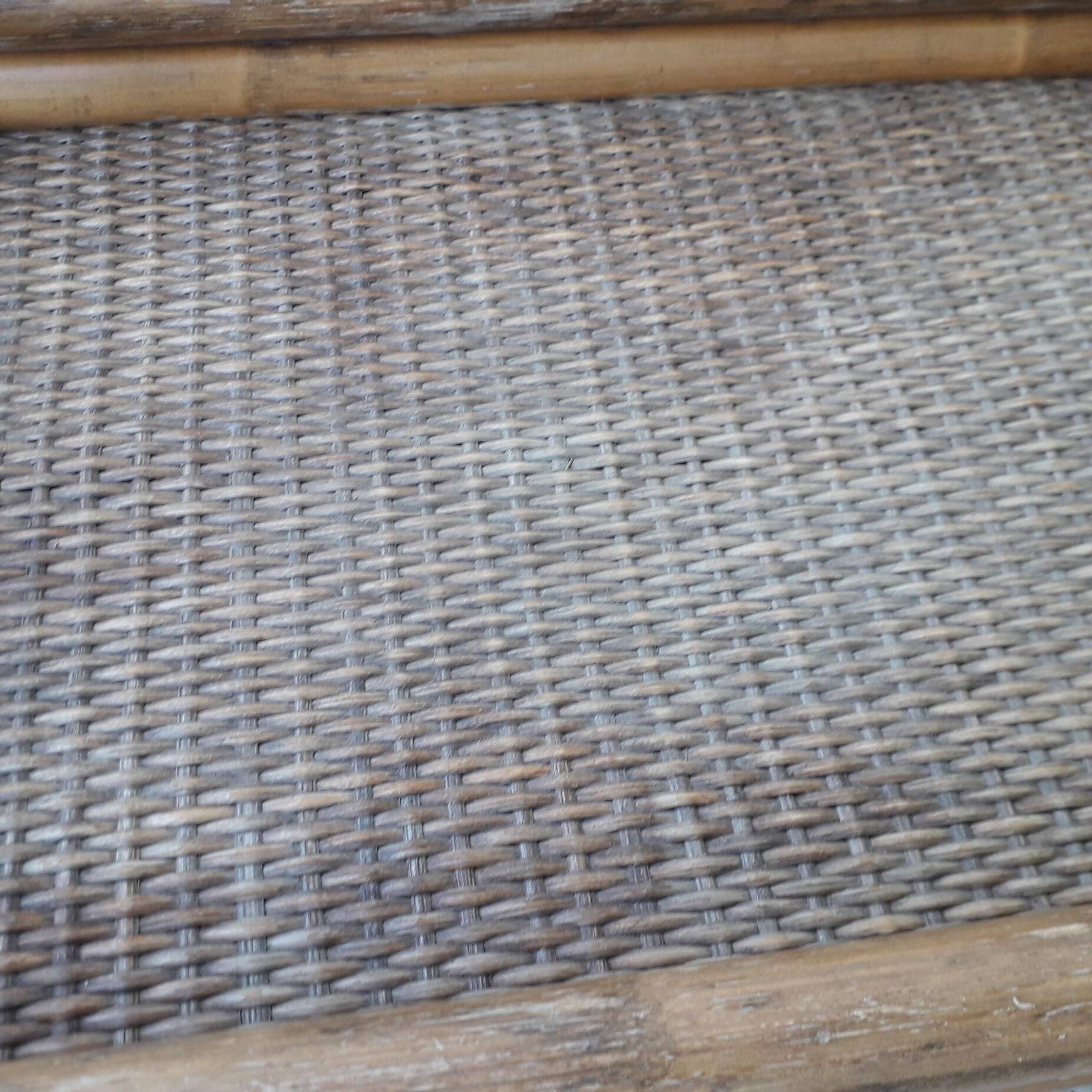 Wood and rattan tray