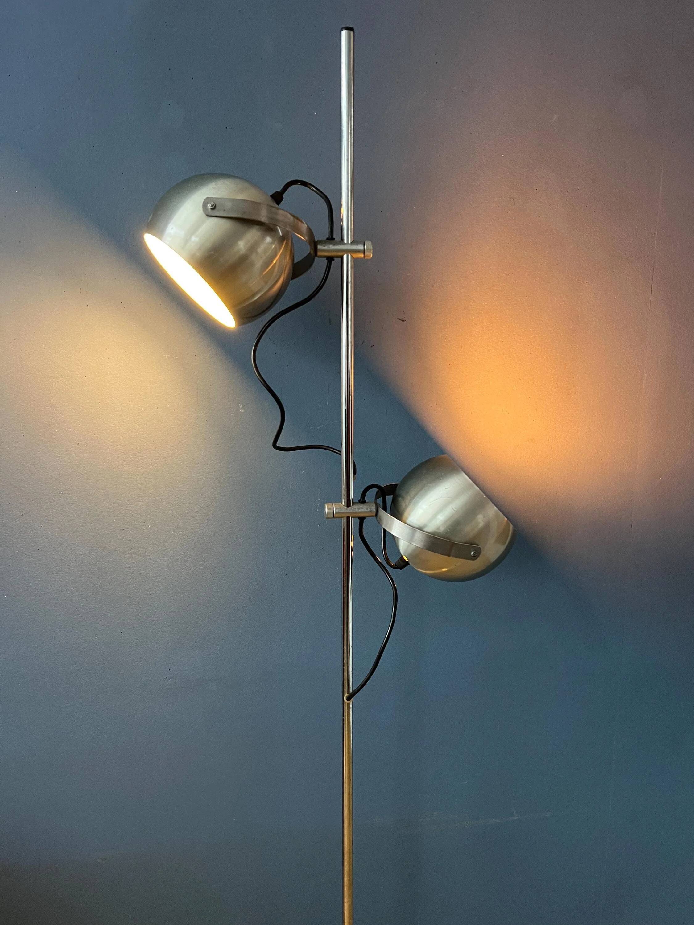 Mid-century vintage floor lamp Herda "Eyeball" in silver