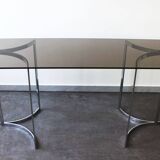 Console in smoked glass and chrome legs, 1970.