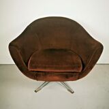 Mid Century 1960s/70s Brown Swivel Tub Chair
