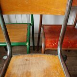 4 mismatched metal & wood chairs