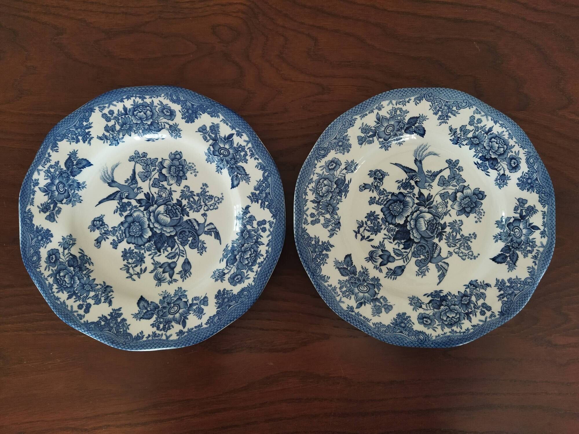 12 English dinner plates Enoch Wedgwood "Asiatic Pheasants"