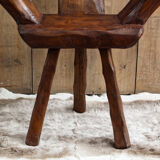 Pair of brutalist chairs made of raw wood