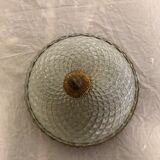 Brass ceiling lamp and vintage glass