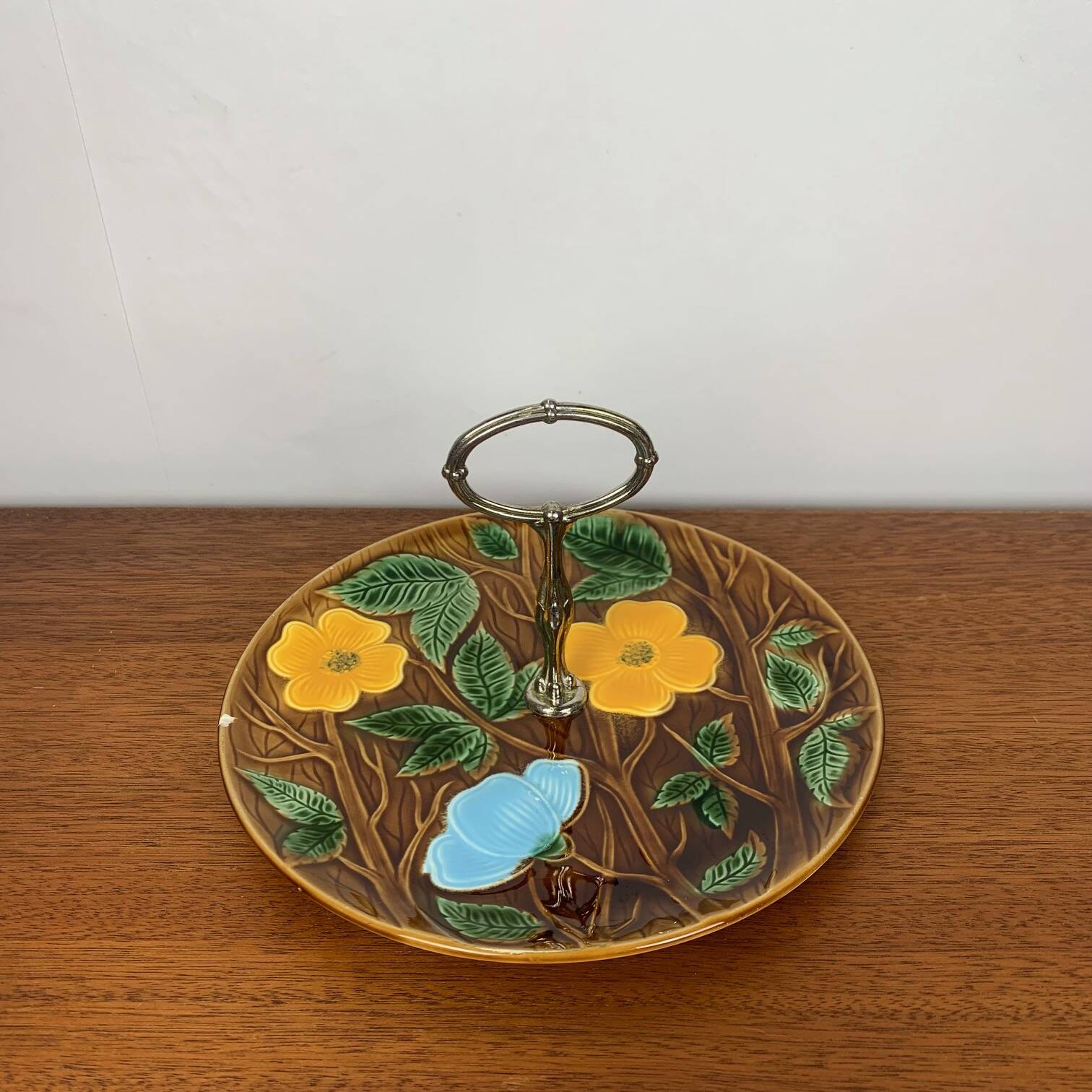 Barbotine Serving Tray, Sarreguemines, 1950