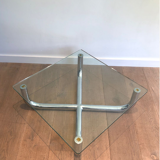 Table basse chromée à plateau de verre