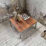 Walnut and modernist chrome coffee table